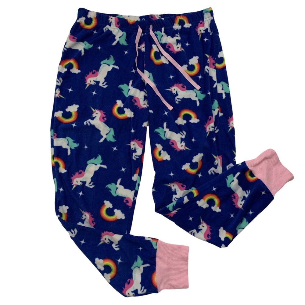 PJ COUTURE Girls Blue Rainbow Unicorn Sweatpants Medium